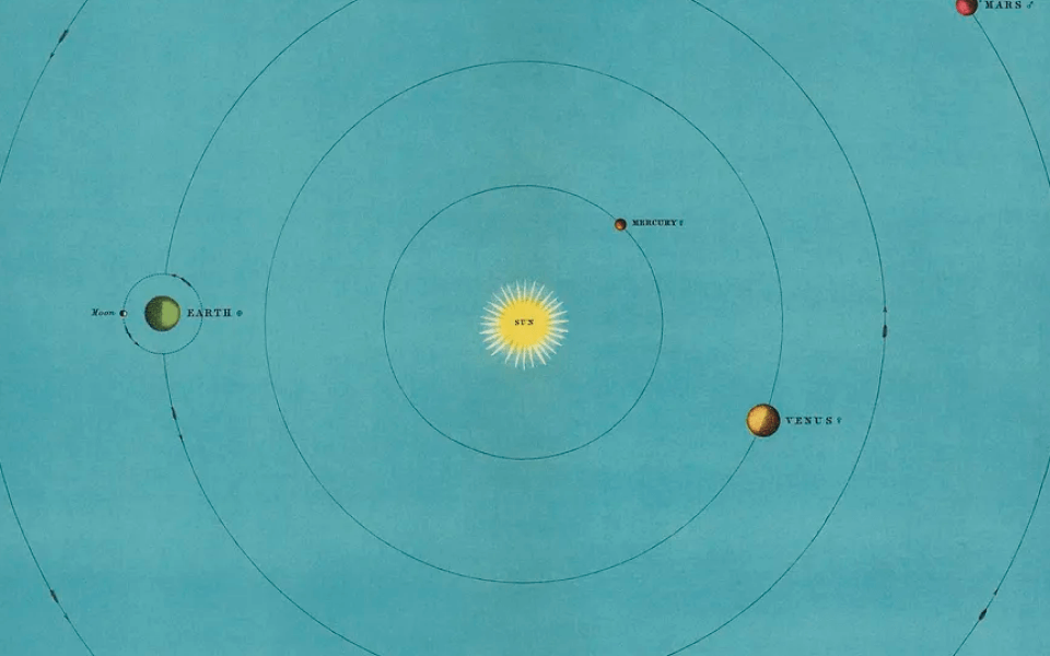 illustration vintage du système solaire pour parler de rédaction web seo sciences
