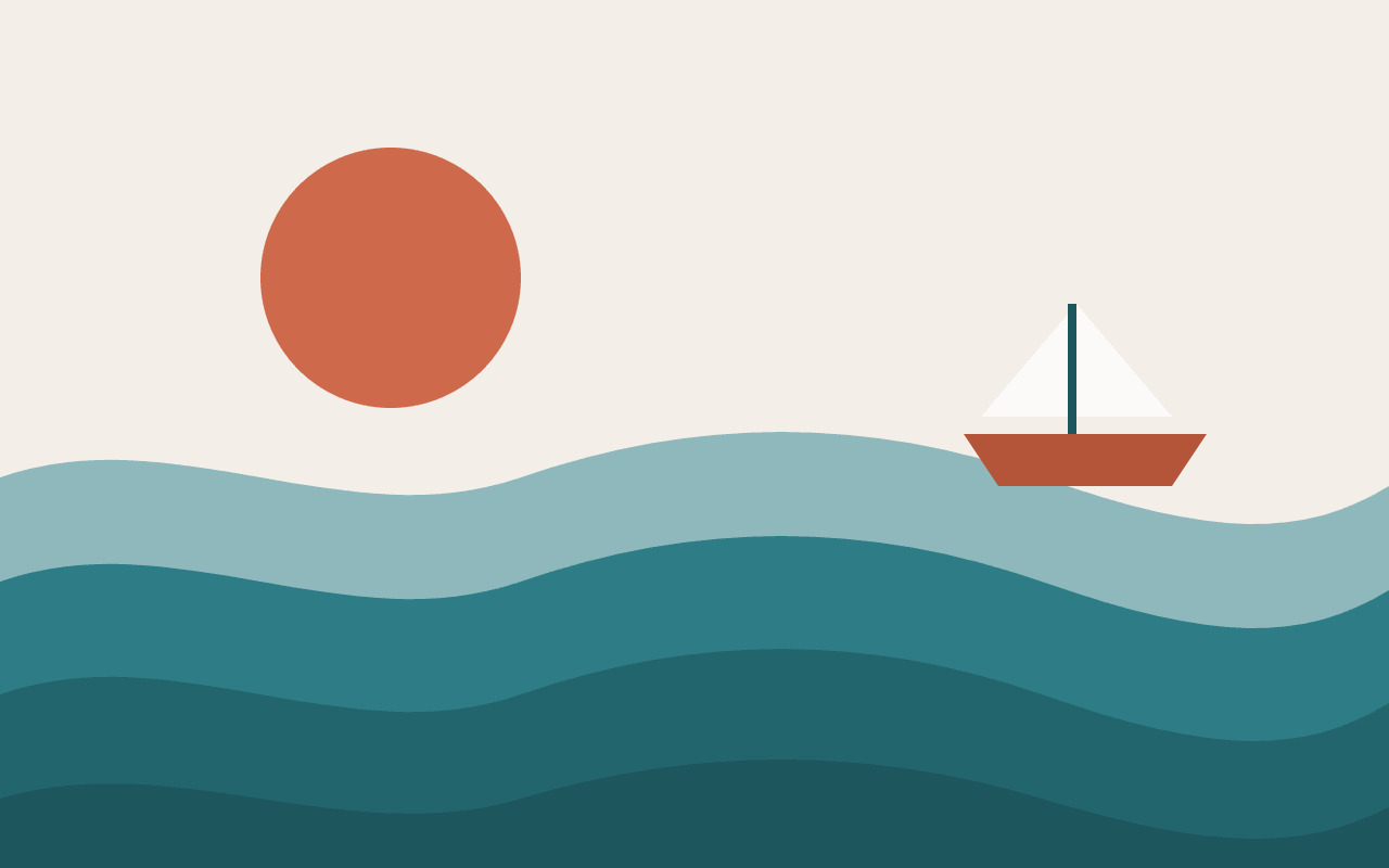 illustration représentant un bateau en haute mer